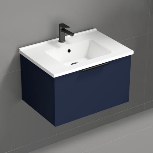 Blue Bathroom Vanity, Modern, Wall Mounted, 26 Inch Nameeks BODRUM26